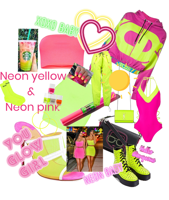 neon pink and neon yellow💛💗