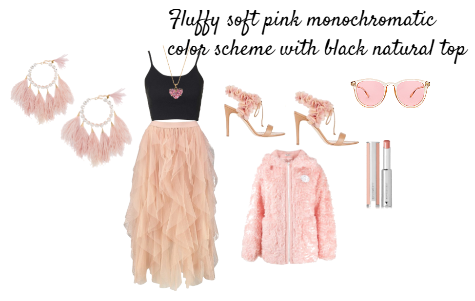 Fluffy soft pink monochromatic with natural top