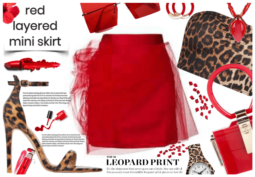 Red Layered Mini Skirt