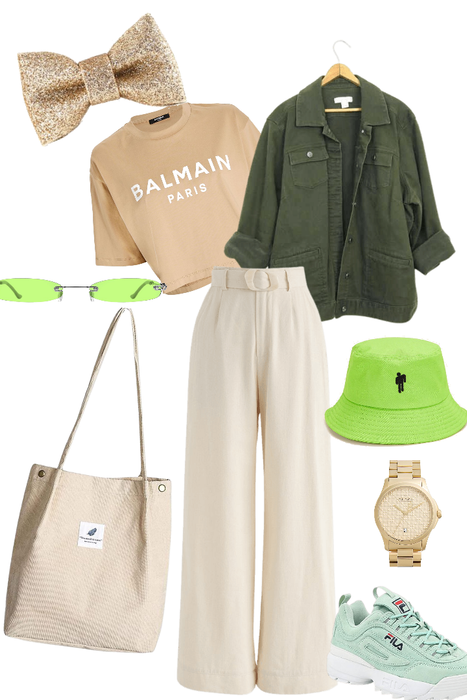 green and beige
