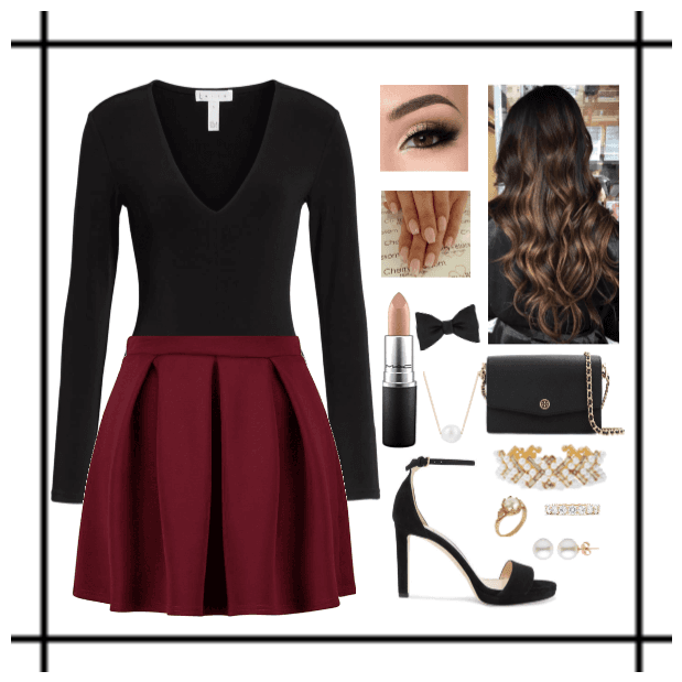 Black and Maroon School Outfit