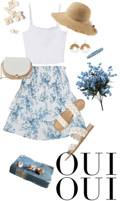 Parisian Blue floral summer outfit