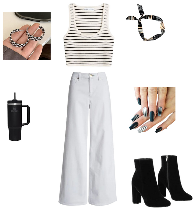 Black and white striped outfit
