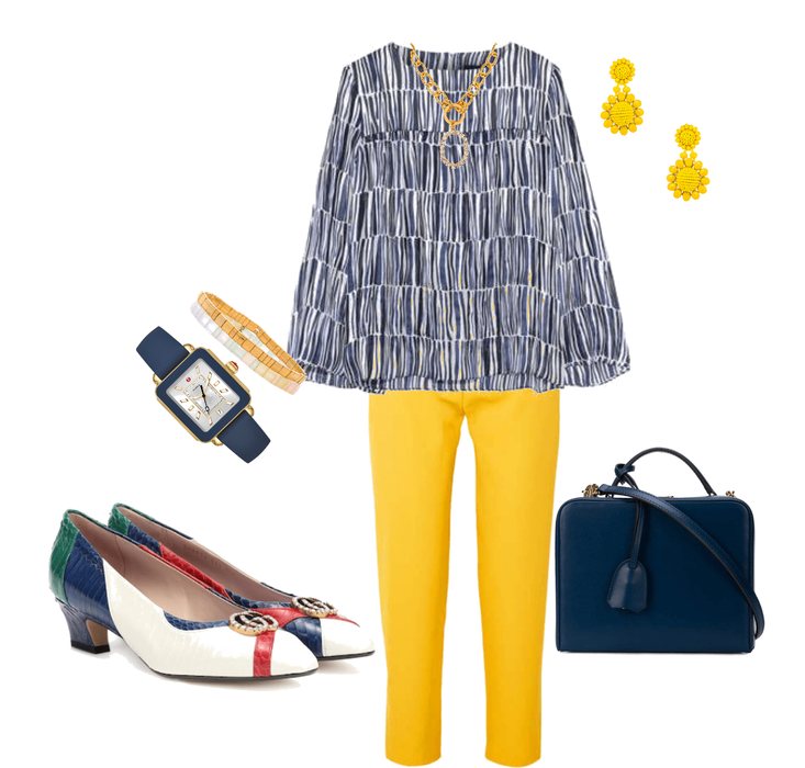 yellow and navy
