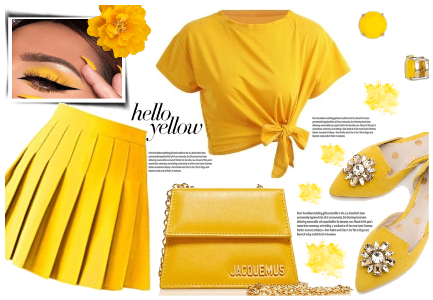 Yellow pleated skirt