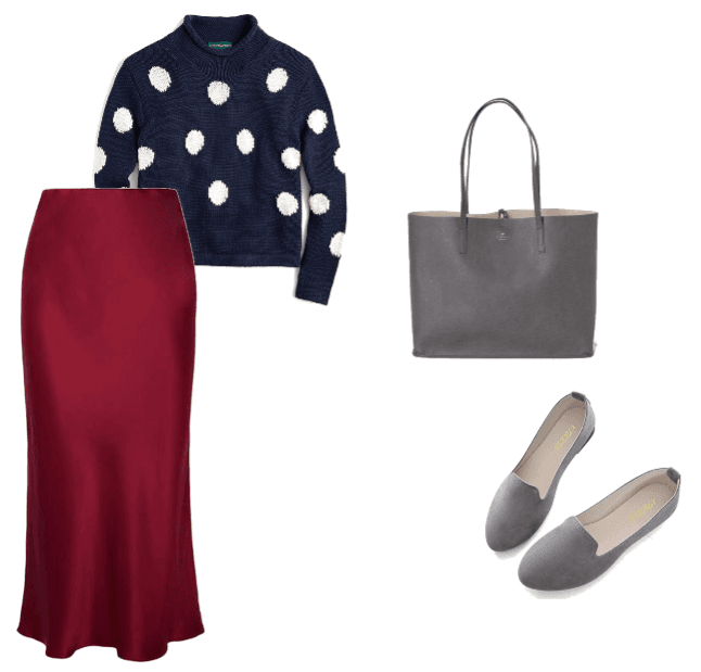 silk skirt and polka dots