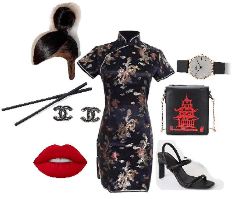 Chinese inspired look in black