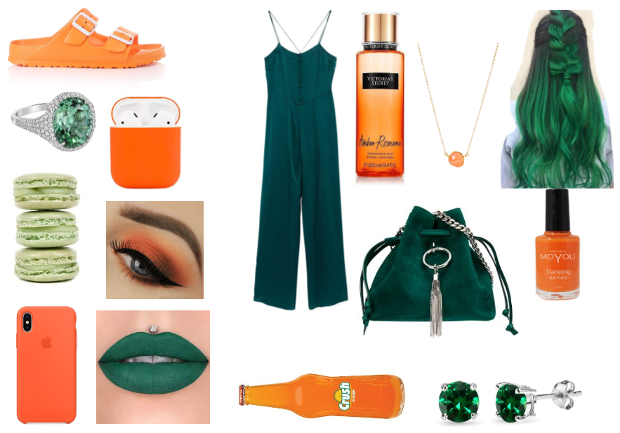 Orange and green outfit