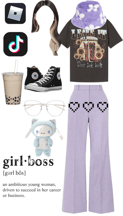 girl boss purple style outf