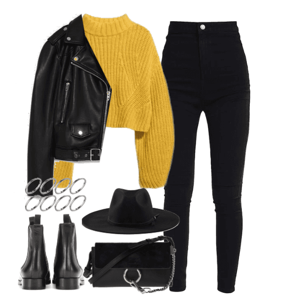 yellow&black fall outfit