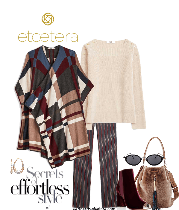 ETCETERA FALL 2018: City Block Colorblock Fling, Brasserie Sweater, with Vespa Striped Ankle Pant