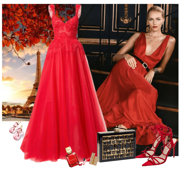Red evening gown and fabulous red heels