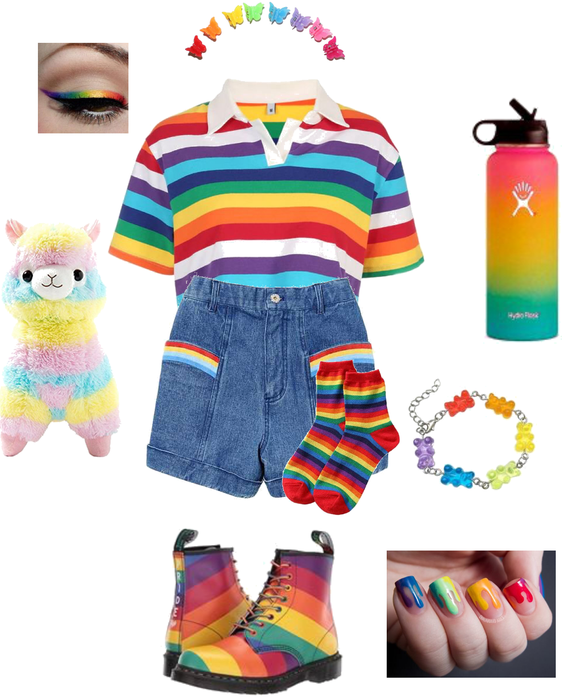 rainbow indie grunge kawaii baddie vintage outfit kit