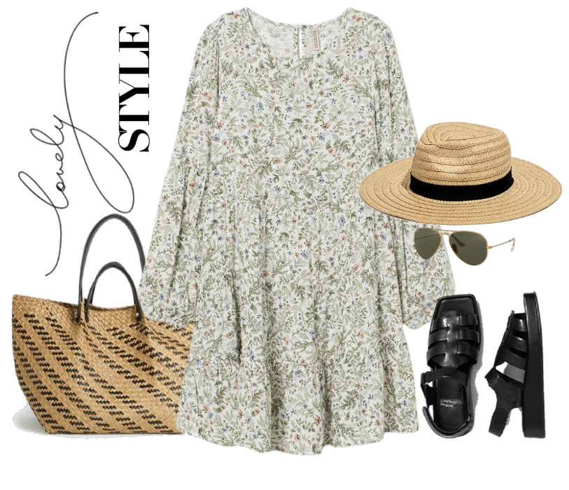 romantic dress with dad sandals