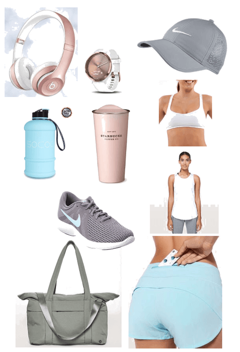 Blue summer workout outfit