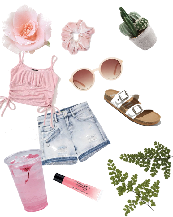 pink aesthetic beach outfit