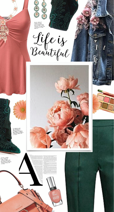 Step Into Spring With Peach And Dark Green