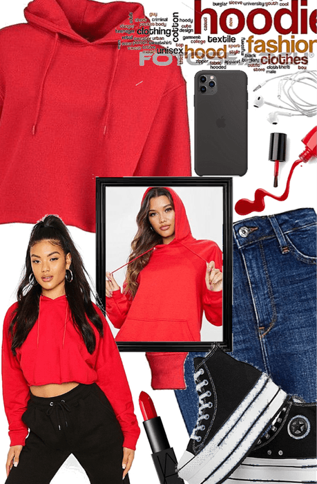 ❤️ Red cropped hoodie ❤️
