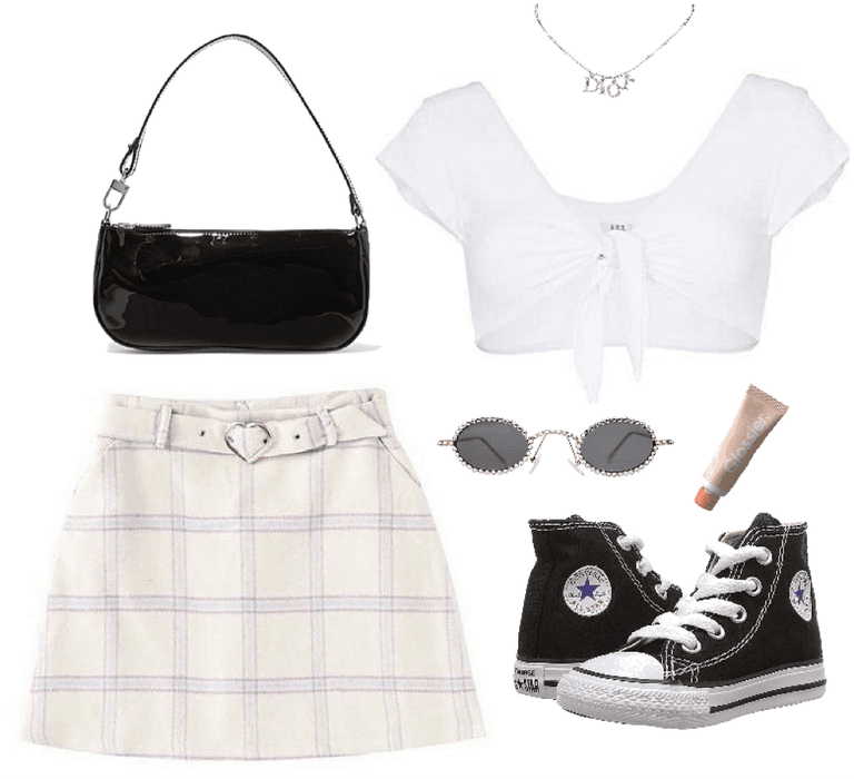 White Skirt+Crop Top