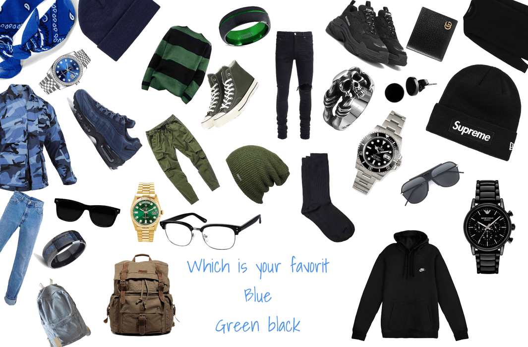 black green and blue
