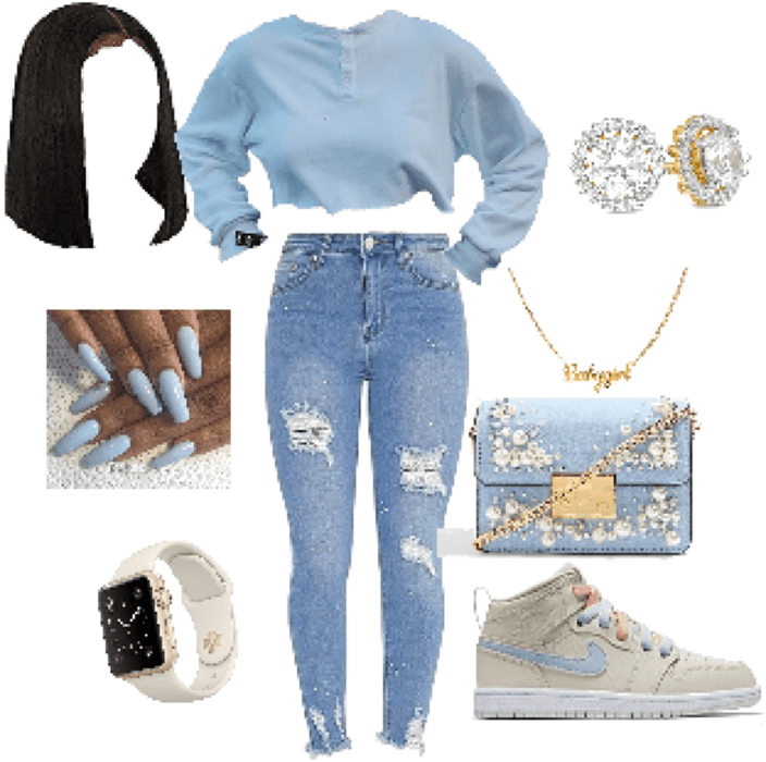 light blue outfit