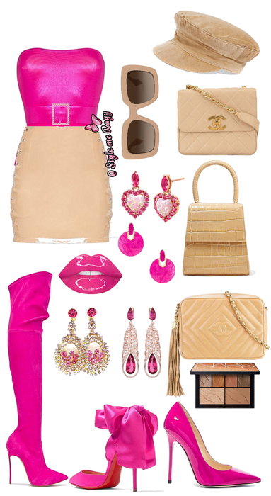 Hot pink and Beige