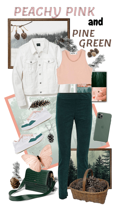 Peach Pink and Pine Green Casual