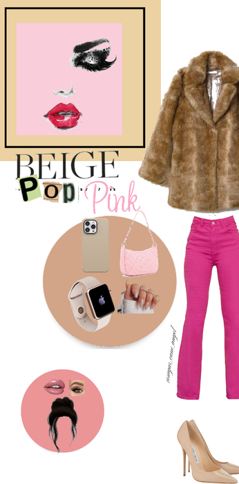 beige with a pop of pink
