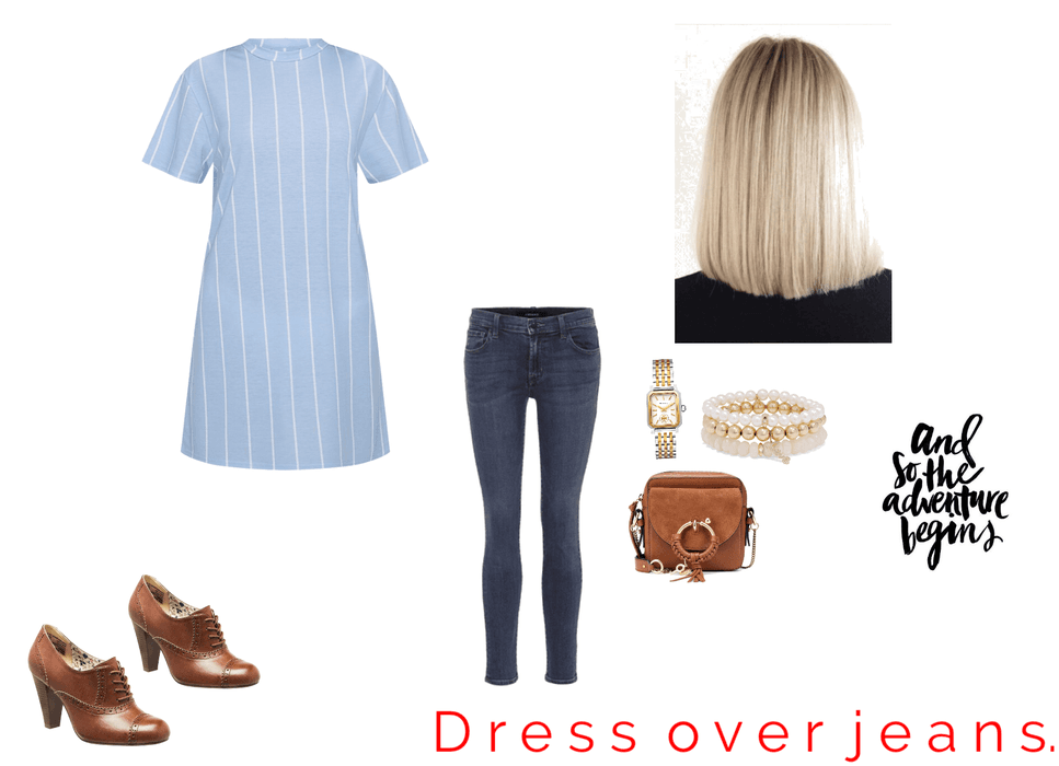 dress over jeans