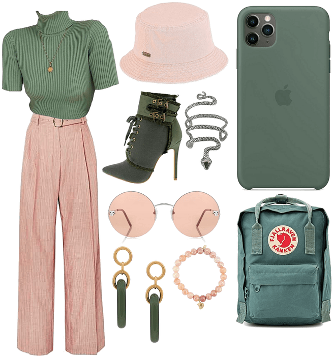 Peach Pink and Pine Green