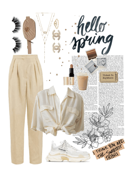 cream spring outfit