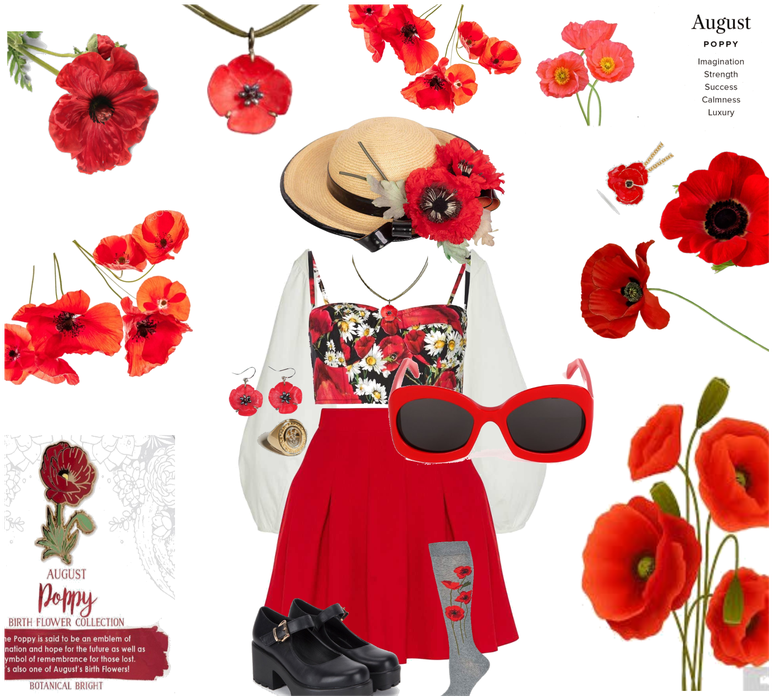 (august) poppy flower outfit