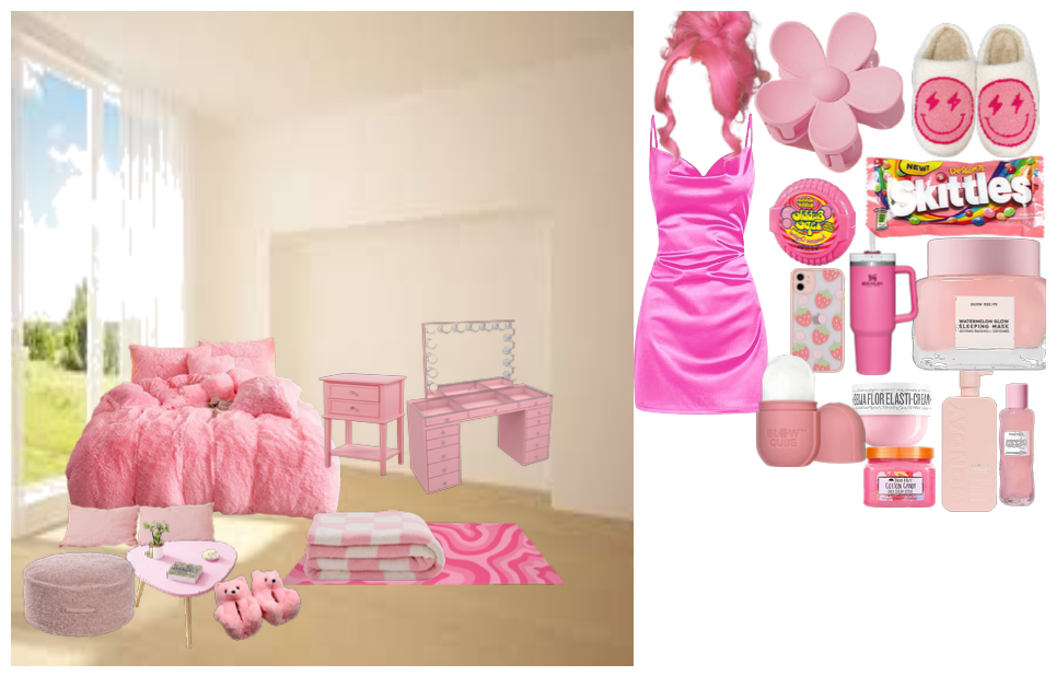 pink room and pink clothes