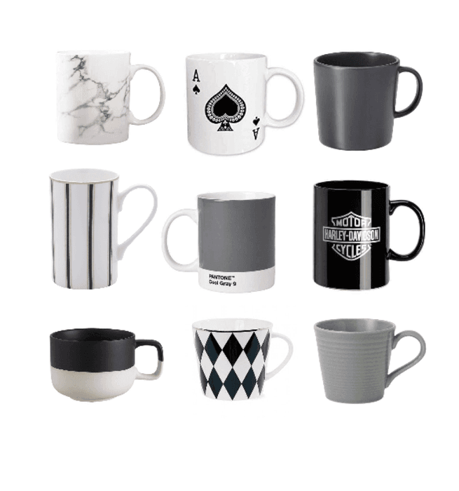 mismatched mugs