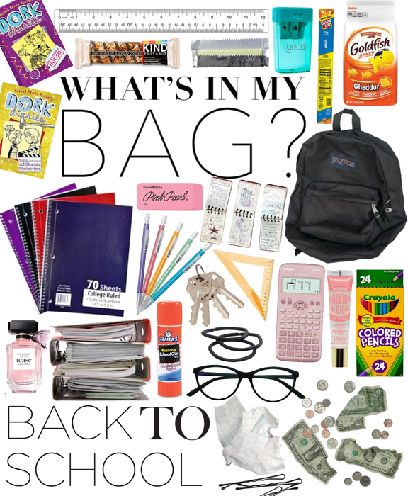 what’s in my bag/back to school edition 🎒👓📓📐📎🖍✏️