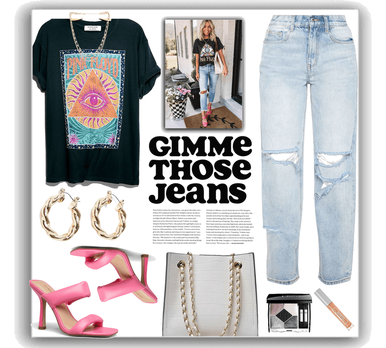 jeans + pink Floyd tee