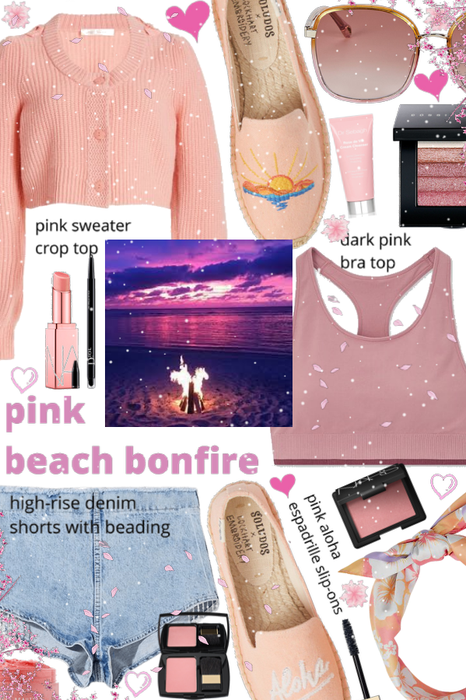 pink beach bonfire