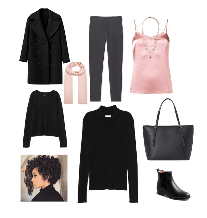 Winter Pink and Black Outfit