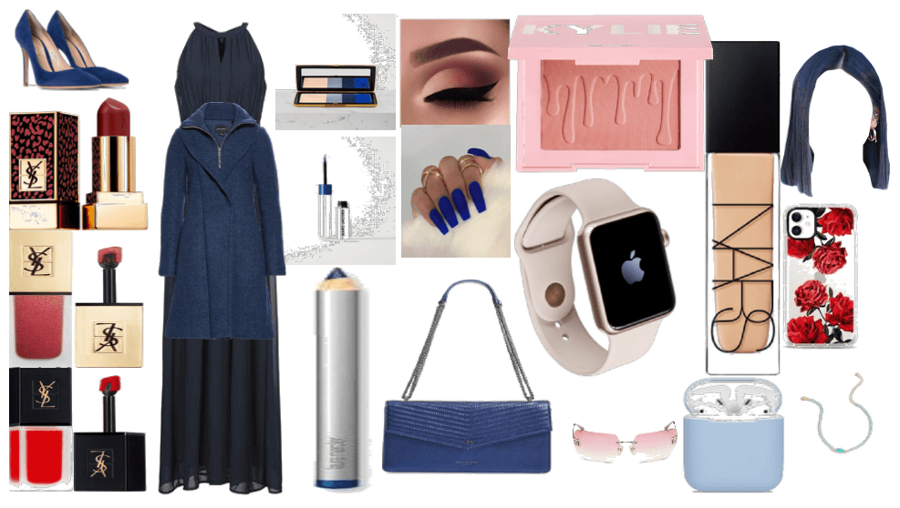 Blue ,Red, Pink look Outfit