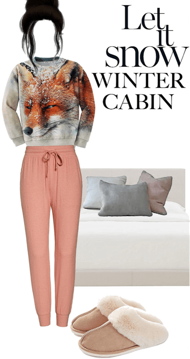 lady sleep winter cabin  vogue
