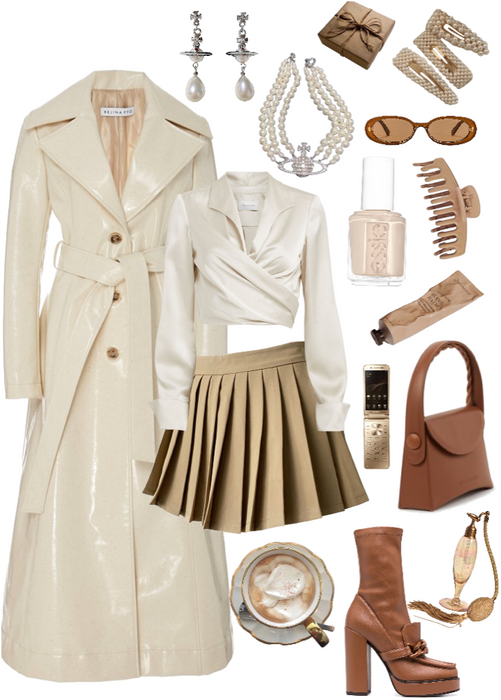 white trenchcoat outfit