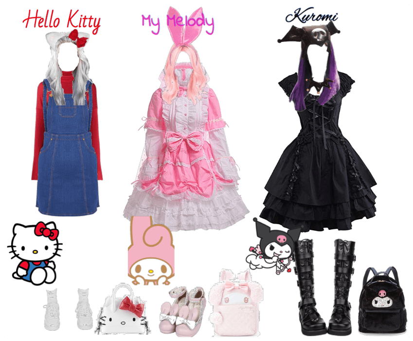Hello Kitty , My Melody , and Kuromi