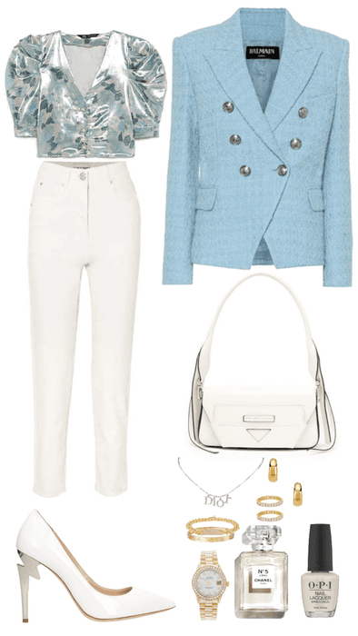 Lady baby blue look