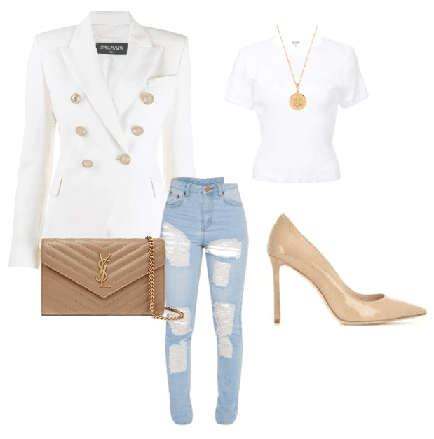 Basic outfit with white blazer