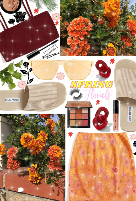 Sparkly Red and Orange Florals