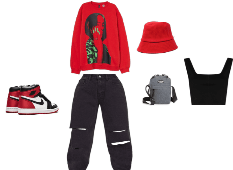 red and black streetwear