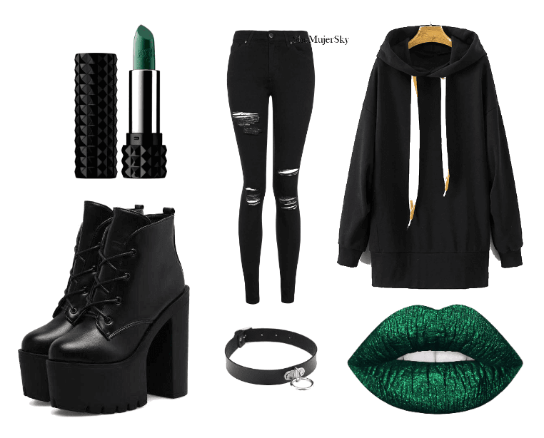 Black and green nu goth