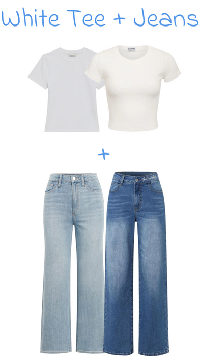white tee + jeans