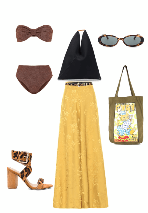 leopard yellow beach wear