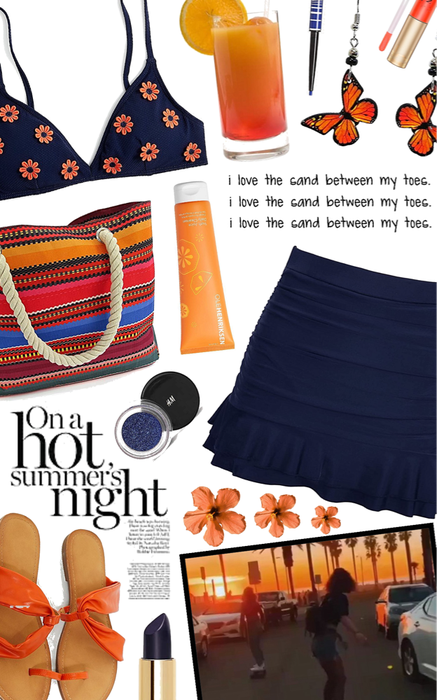 navy and orange-red